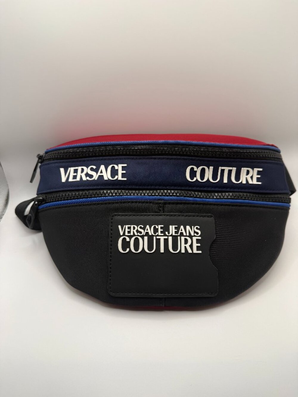 Versace Jeans Couture belt bag blue/black/red double zipper pockets